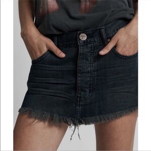 One by One Teaspoon Junk Yard Distressed Raw Hem Mini Skirt Sz 24